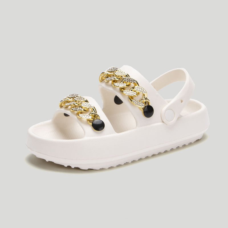 Chains Thick-soled Slippers For Women Indoor Floor House Shoes Summer Outdoor EVA Sandals Two-wearing Beach Shoes - Jaazi Intl