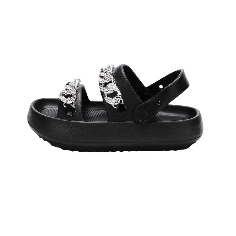 Chains Thick-soled Slippers For Women Indoor Floor House Shoes Summer Outdoor EVA Sandals Two-wearing Beach Shoes - Jaazi Intl