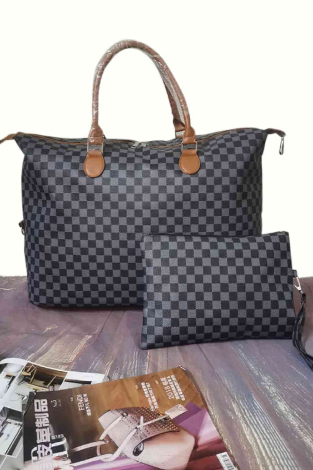 Checkered Two-Piece Bag Set - Jaazi Intl