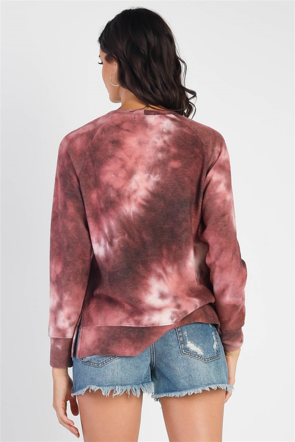 Cherish Apparel Tie-Dye Round Neck Long Sleeve Sweatshirt - Jaazi Intl