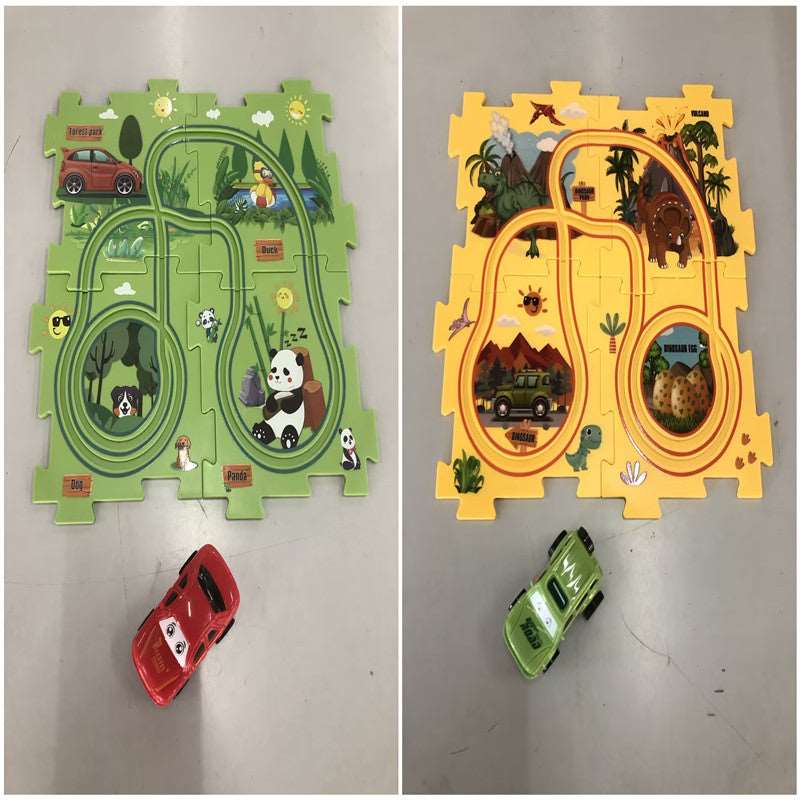 Children Puzzle Electric Railroad Speeder DIY Assembly Electric Car Automatic Rail City Scene Construction Education Toy Gift - Jaazi Intl