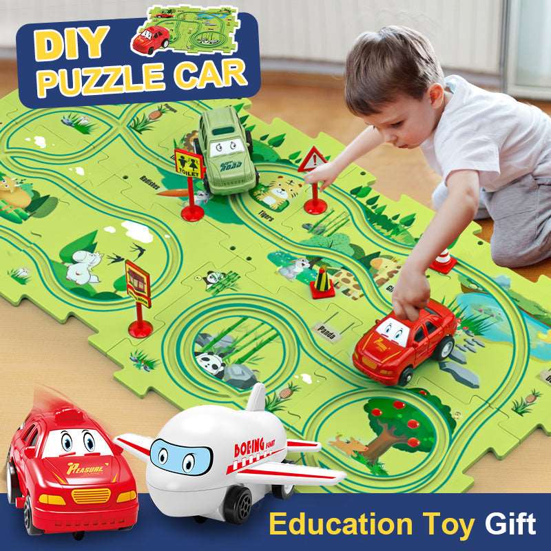 Children Puzzle Electric Railroad Speeder DIY Assembly Electric Car Automatic Rail City Scene Construction Education Toy Gift - Jaazi Intl