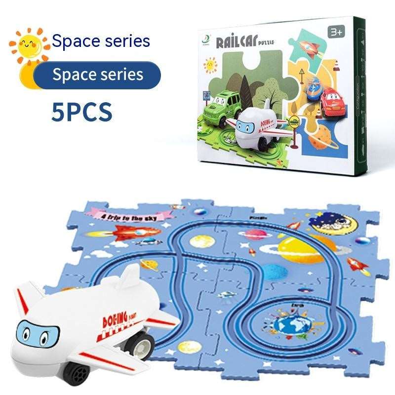 Children Puzzle Electric Railroad Speeder DIY Assembly Electric Car Automatic Rail City Scene Construction Education Toy Gift - Jaazi Intl