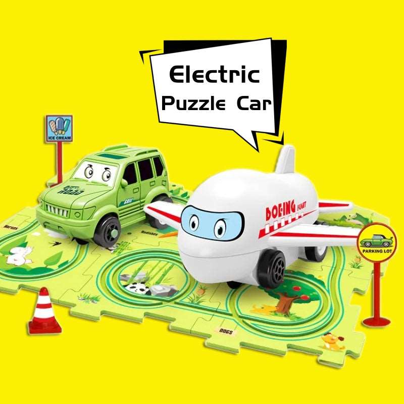 Children Puzzle Electric Railroad Speeder DIY Assembly Electric Car Automatic Rail City Scene Construction Education Toy Gift - Jaazi Intl