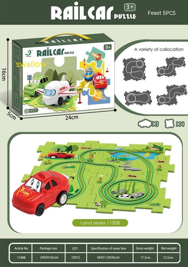 Children Puzzle Electric Railroad Speeder DIY Assembly Electric Car Automatic Rail City Scene Construction Education Toy Gift - Jaazi Intl