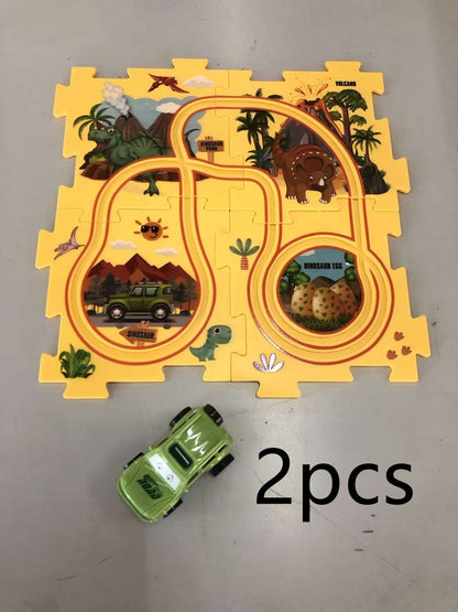 Children Puzzle Electric Railroad Speeder DIY Assembly Electric Car Automatic Rail City Scene Construction Education Toy Gift - Jaazi Intl