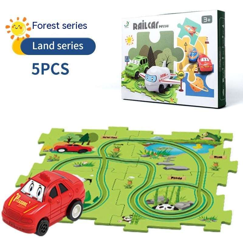 Children Puzzle Electric Railroad Speeder DIY Assembly Electric Car Automatic Rail City Scene Construction Education Toy Gift - Jaazi Intl