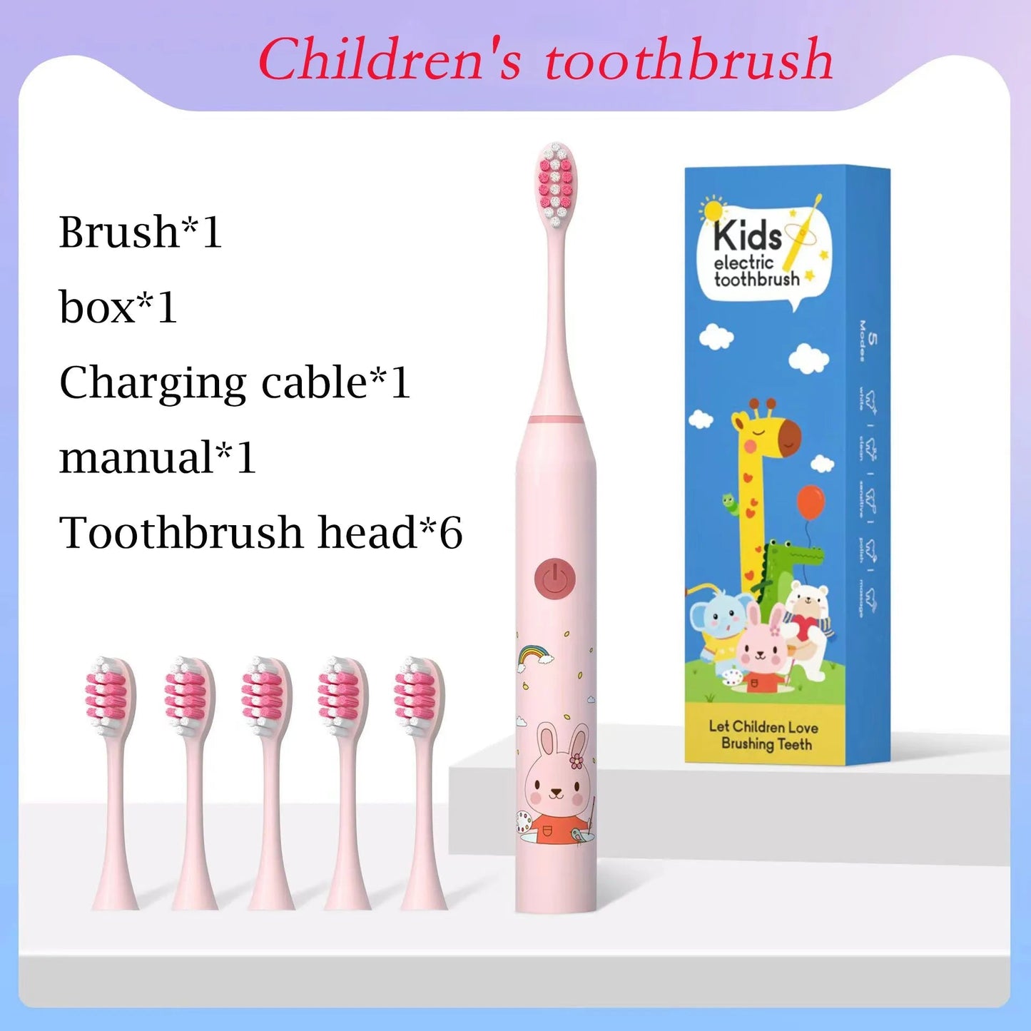 Children Sonic Electric Toothbrush Cartoon Pattern for Kids with Replace The Tooth Brush Head Ultrasonic Toothbrush Soft Nozzles - Jaazi Intl