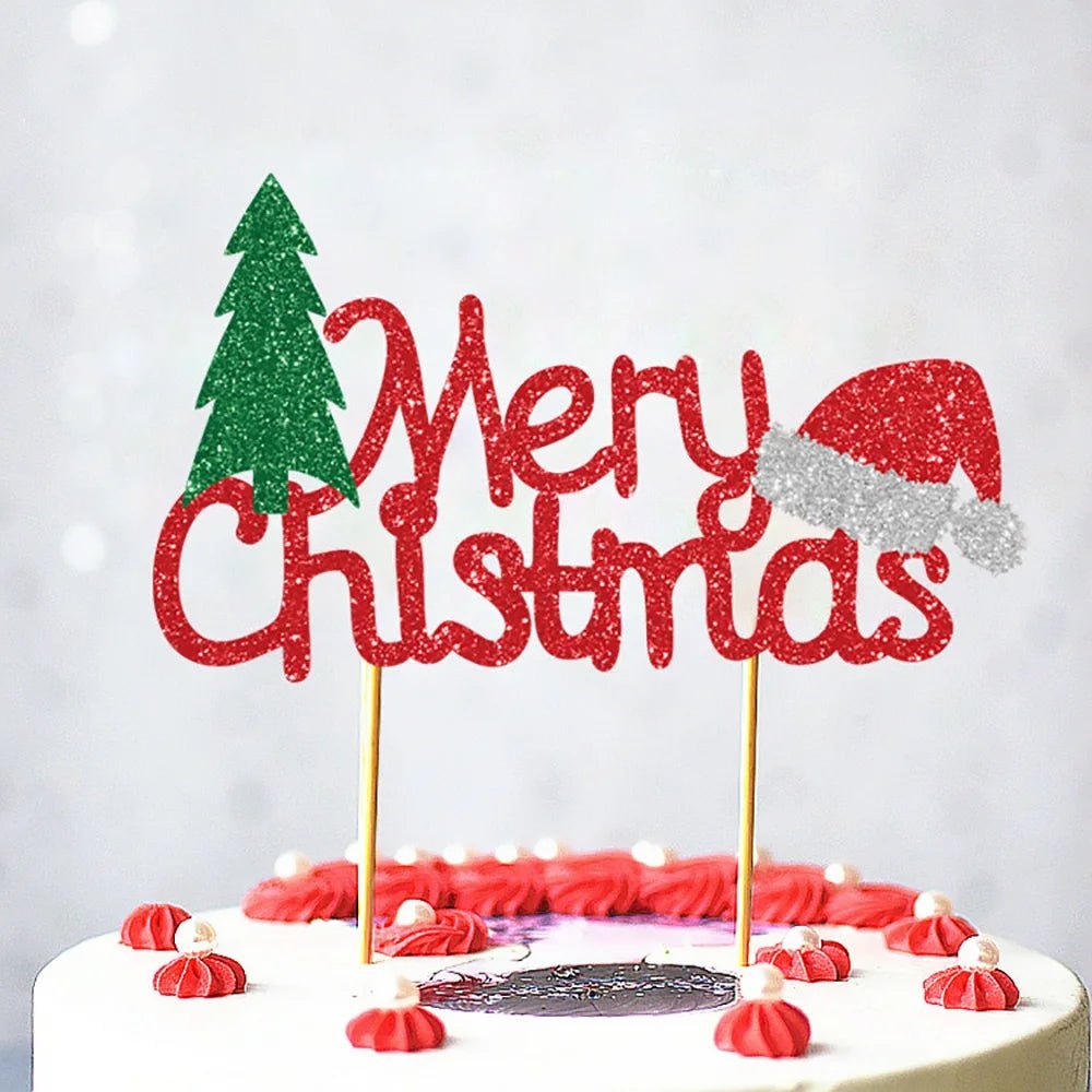 Christmas Cake Toppers Santa Claus Xmas Tree Snowman Cake Decor Leaf Wreath Cupcake Decors Home New Year Party Baking Supplies - Jaazi Intl