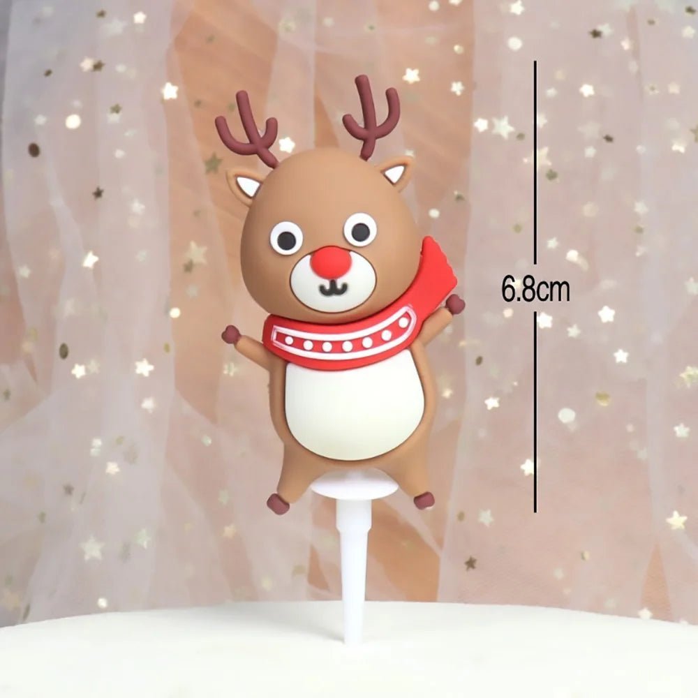 Christmas Cake Toppers Santa Claus Xmas Tree Snowman Cake Decor Leaf Wreath Cupcake Decors Home New Year Party Baking Supplies - Jaazi Intl