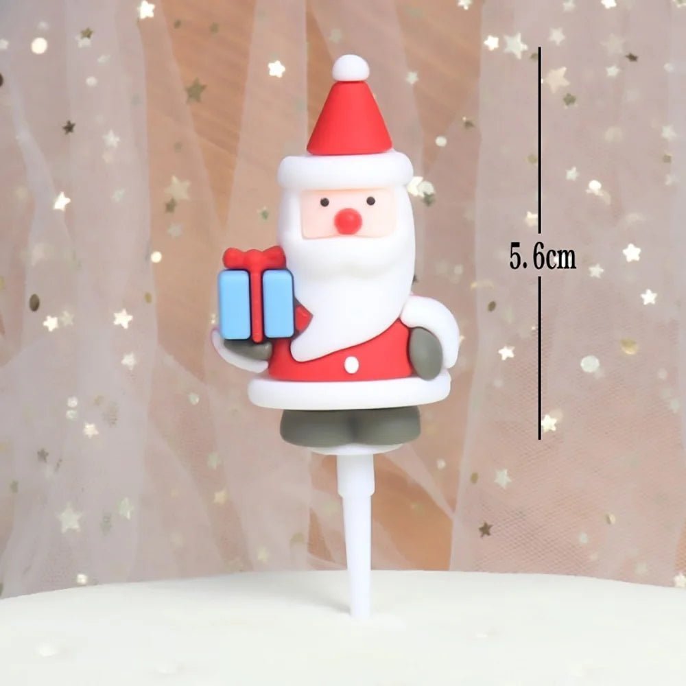 Christmas Cake Toppers Santa Claus Xmas Tree Snowman Cake Decor Leaf Wreath Cupcake Decors Home New Year Party Baking Supplies - Jaazi Intl