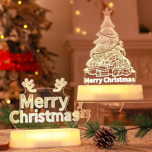 Christmas Decoration 3D Lamp Acrylic LED Night Lights New Year Valentines Day Christmas Kids Gift Christmas Ornaments - Jaazi Intl