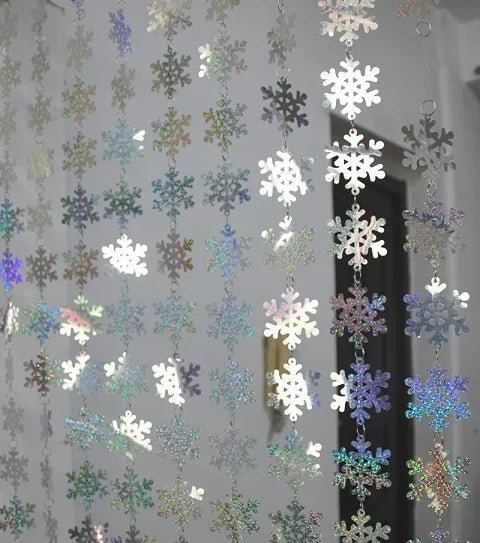 Christmas Decoration Home Curtain Snowflakes Laser sequins PVC Glitter Door Curtain Christmas tree Ornaments - Jaazi Intl