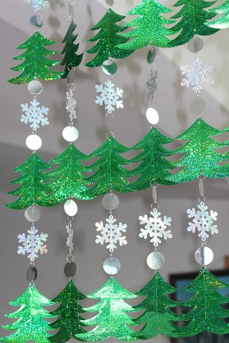 Christmas Decoration Home Curtain Snowflakes Laser sequins PVC Glitter Door Curtain Christmas tree Ornaments - Jaazi Intl