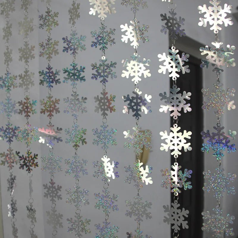 Christmas Decoration Home Curtain Snowflakes Laser sequins PVC Glitter Door Curtain Christmas tree Ornaments - Jaazi Intl