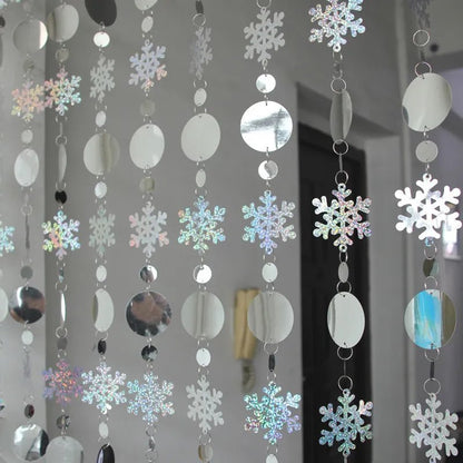 Christmas Decoration Home Curtain Snowflakes Laser sequins PVC Glitter Door Curtain Christmas tree Ornaments - Jaazi Intl