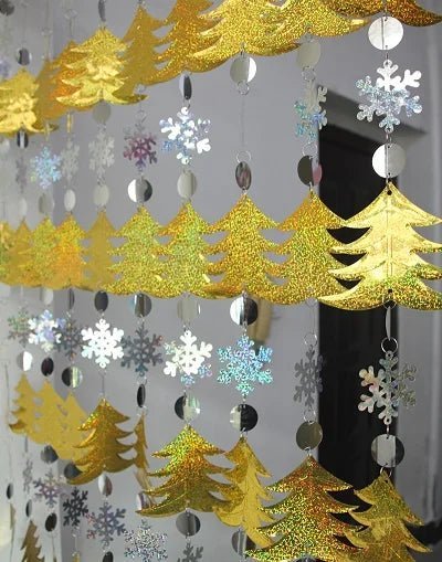 Christmas Decoration Home Curtain Snowflakes Laser sequins PVC Glitter Door Curtain Christmas tree Ornaments - Jaazi Intl