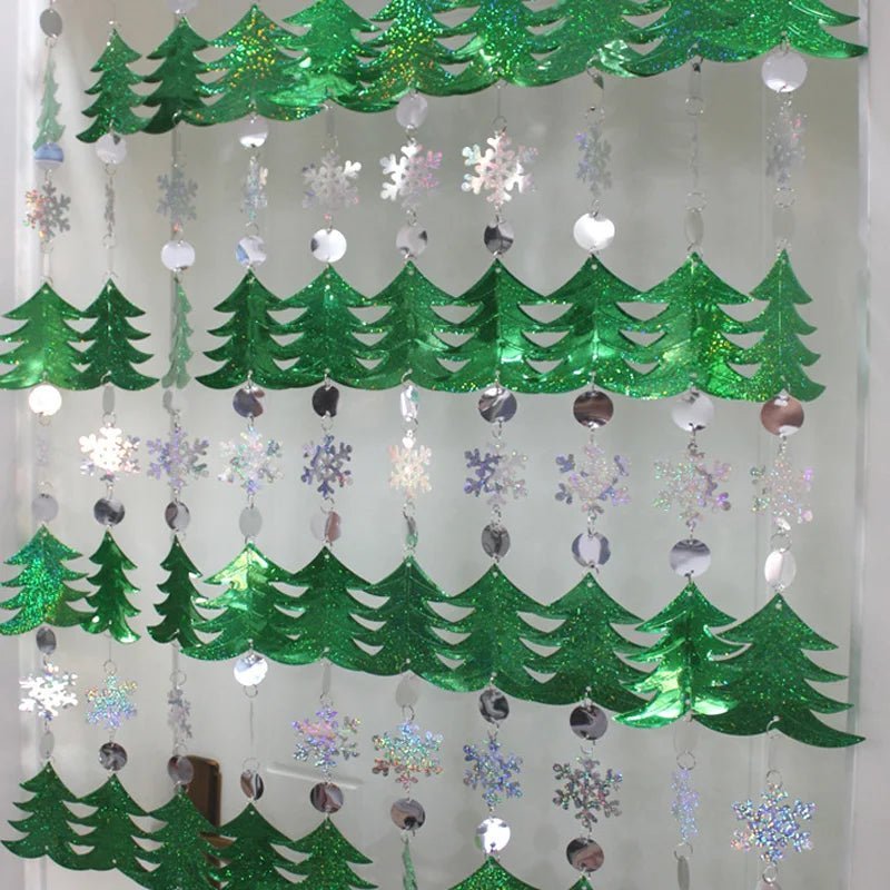 Christmas Decoration Home Curtain Snowflakes Laser sequins PVC Glitter Door Curtain Christmas tree Ornaments - Jaazi Intl