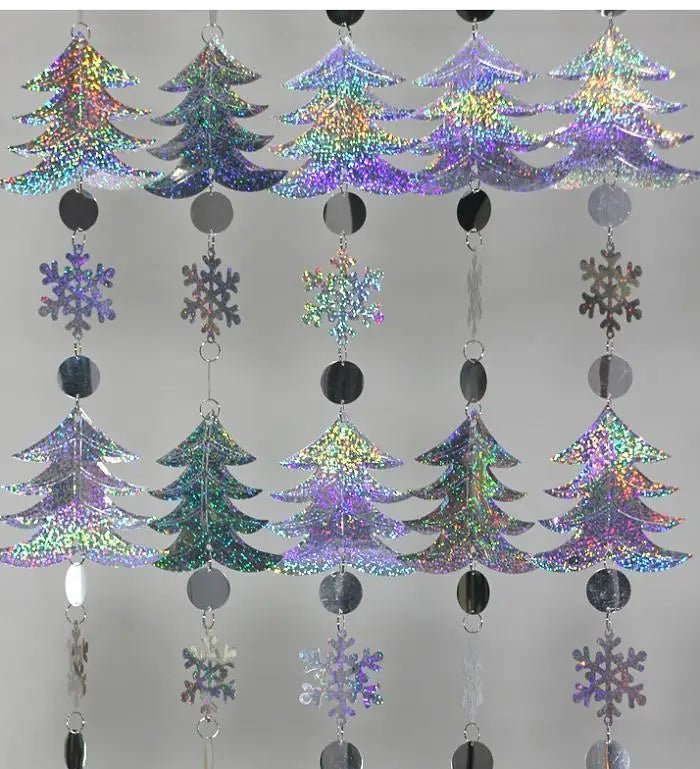 Christmas Decoration Home Curtain Snowflakes Laser sequins PVC Glitter Door Curtain Christmas tree Ornaments - Jaazi Intl