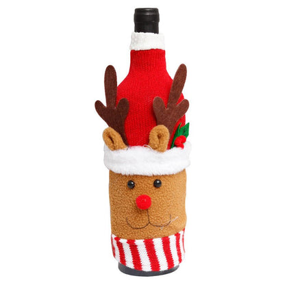 Christmas Decorations Elk Brushed Wine Bottle Cover Christmas Restaurant Party Decorations - Jaazi Intl