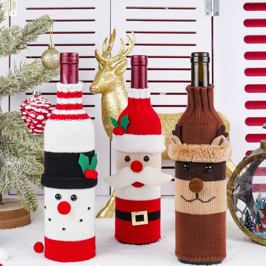 Christmas Decorations Elk Brushed Wine Bottle Cover Christmas Restaurant Party Decorations - Jaazi Intl