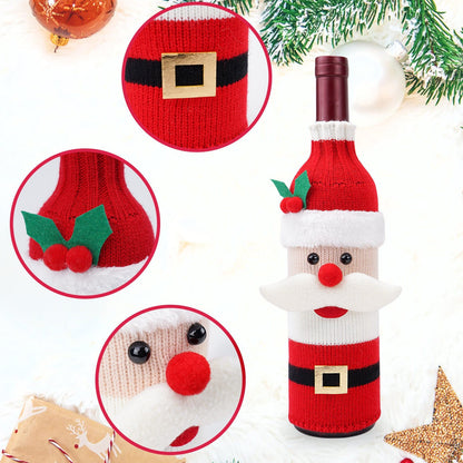 Christmas Decorations Elk Brushed Wine Bottle Cover Christmas Restaurant Party Decorations - Jaazi Intl