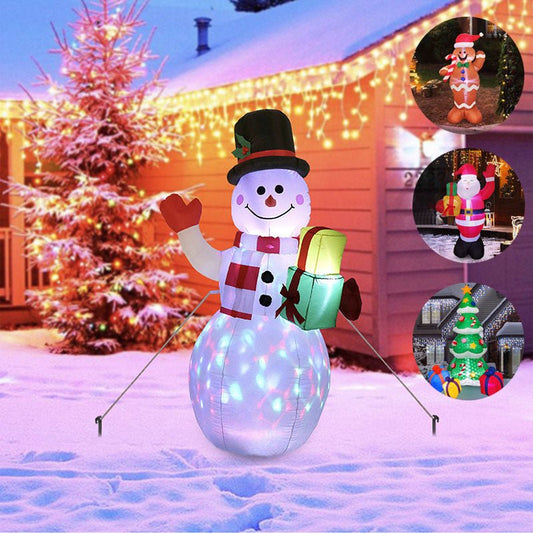 Christmas LED Lights Glowing Santa Tree Snowman Inflatable Doll Outdoor Yard Garden Decor - Jaazi Intl