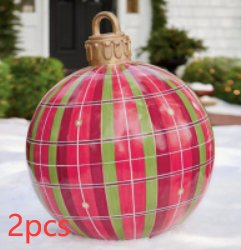 Christmas Ornament Ball Outdoor Pvc 60CM Inflatable Decorated Ball PVC Giant Big Large Balls Xmas Tree Decorations Toy Ball - Jaazi Intl