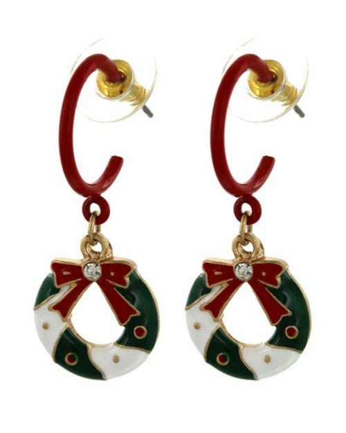 Christmas Wreath Earrings - Jaazi Intl