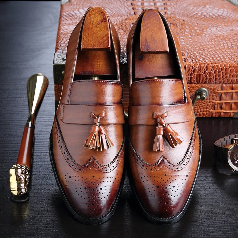 Classic Leather Tassel Loafers - Jaazi Intl