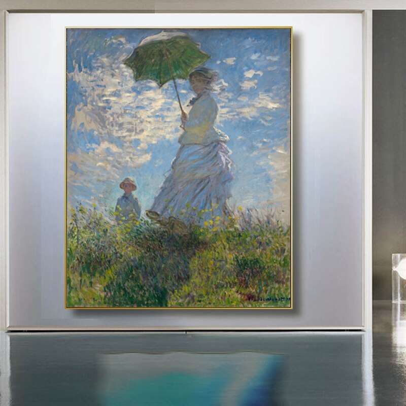 Classical Posters and Prints Wall Art Canvas Painting Woman With a Parasol by Monet Picture for Living Room Home Decoration - Jaazi Intl