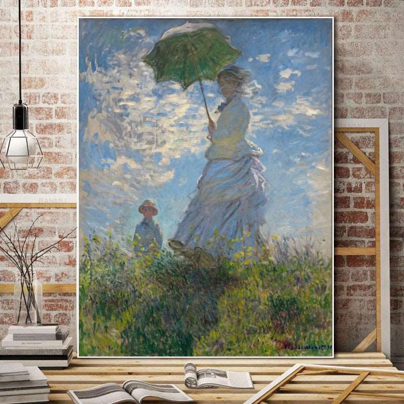 Classical Posters and Prints Wall Art Canvas Painting Woman With a Parasol by Monet Picture for Living Room Home Decoration - Jaazi Intl