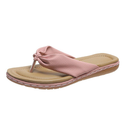 Clip Toe Bow Slippers Summer Flat Beach Shoes Flip Flops Sandals For Women - Jaazi Intl