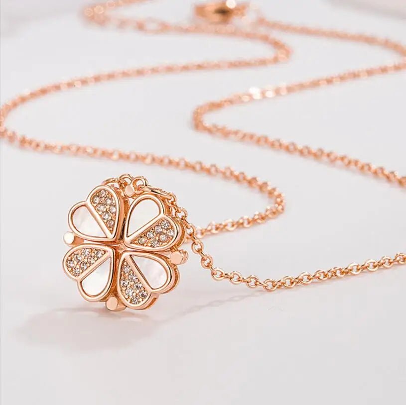 Clover Heart Shape Necklace - Jaazi Intl