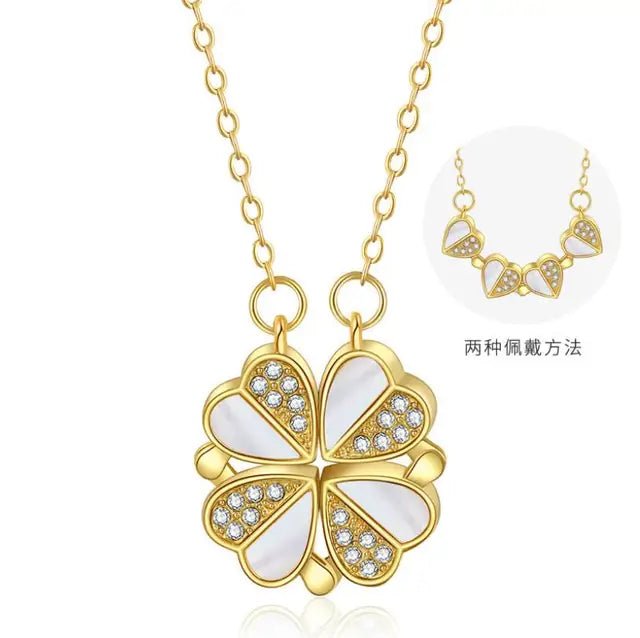 Clover Heart Shape Necklace - Jaazi Intl