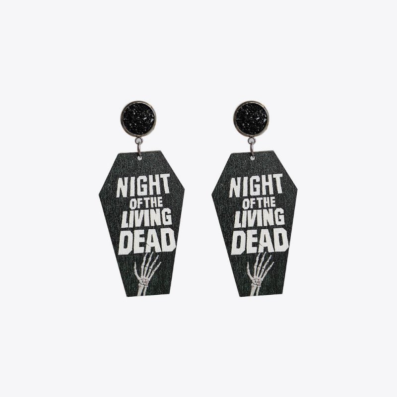 Coffin Shape Wooden Dangle Earrings - Jaazi International