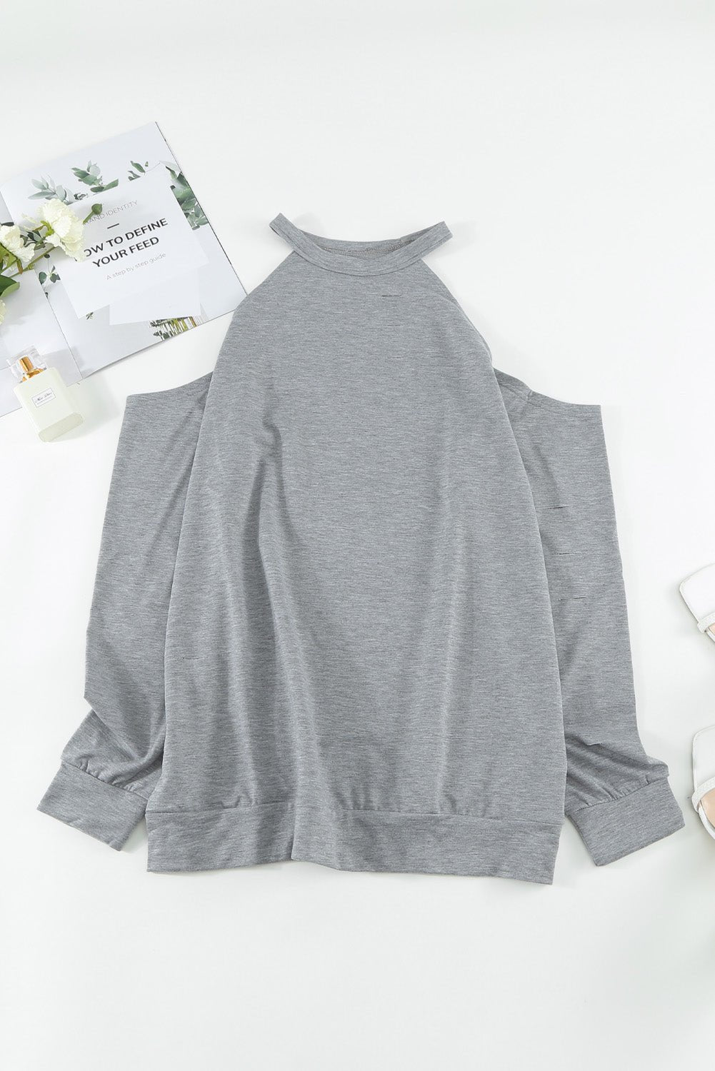 Cold Shoulder Long Sleeve Sweatshirt - Jaazi Intl