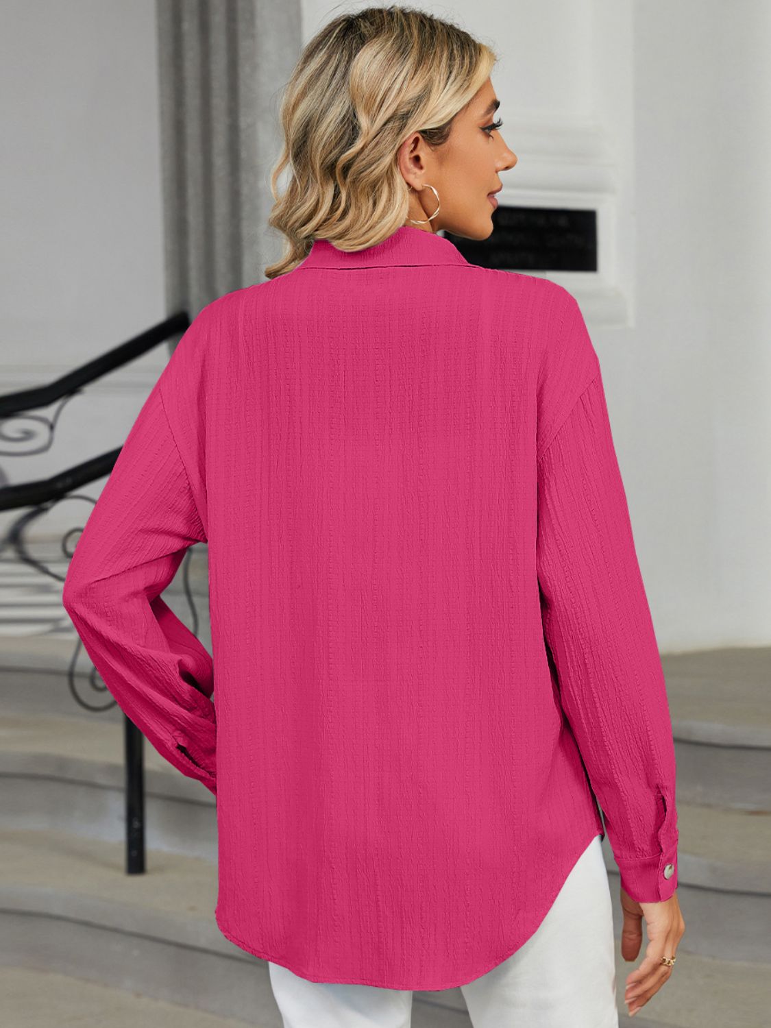 Collared Neck Long Sleeve Shirt - Jaazi International