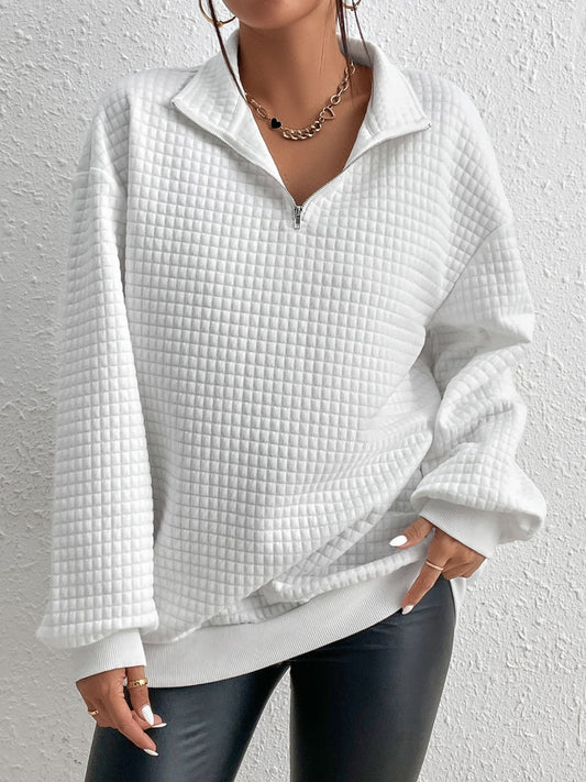 Collared Neck Long Sleeve Sweatshirt - Jaazi International