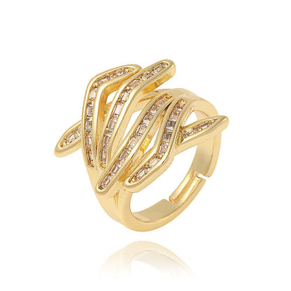 Coloful Rectangular Zircon Prayer Hand Rings For Women Gold Color Stainelss Steel Ring - Jaazi Intl