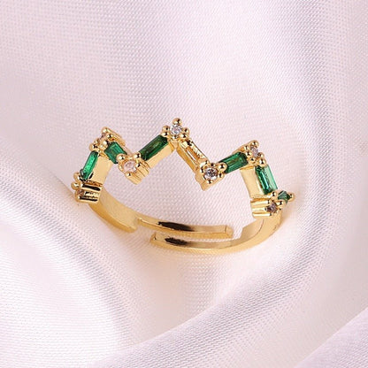 Coloful Rectangular Zircon Prayer Hand Rings For Women Gold Color Stainelss Steel Ring - Jaazi Intl