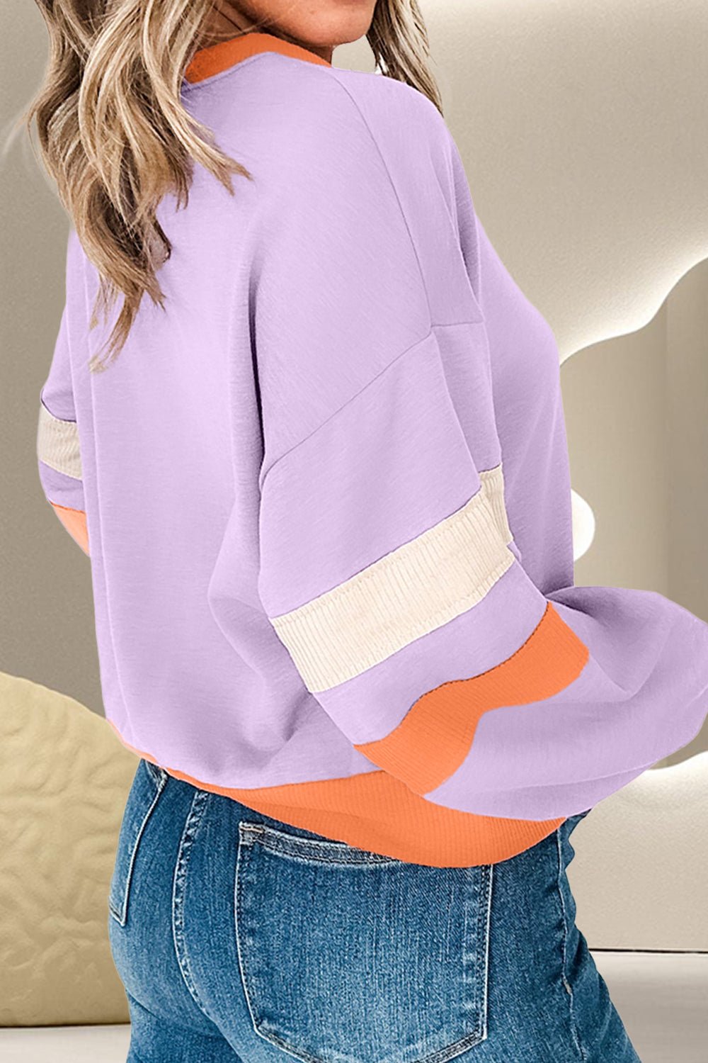 Color Block Long Sleeve Sweatshirt - Jaazi Intl