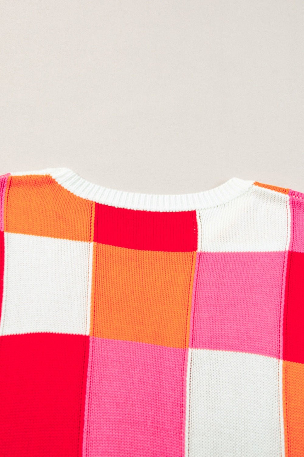 Color Block Round Neck Cap Sleeve Knit Top - Jaazi Intl