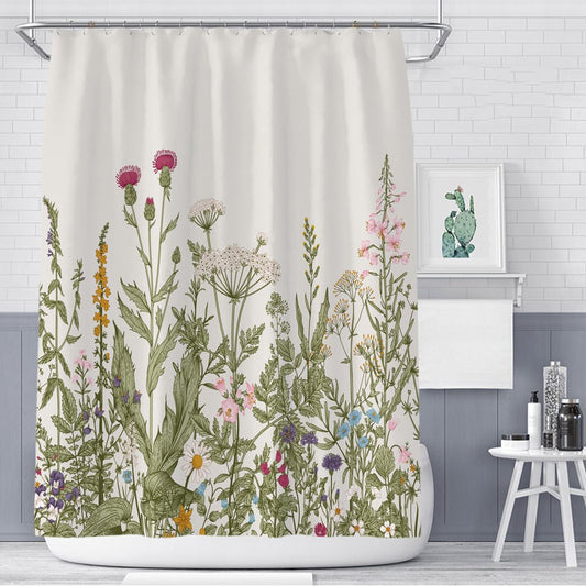 Color Floral Plant Shower Curtain Bathroom Curtain Polyester - Jaazi Intl