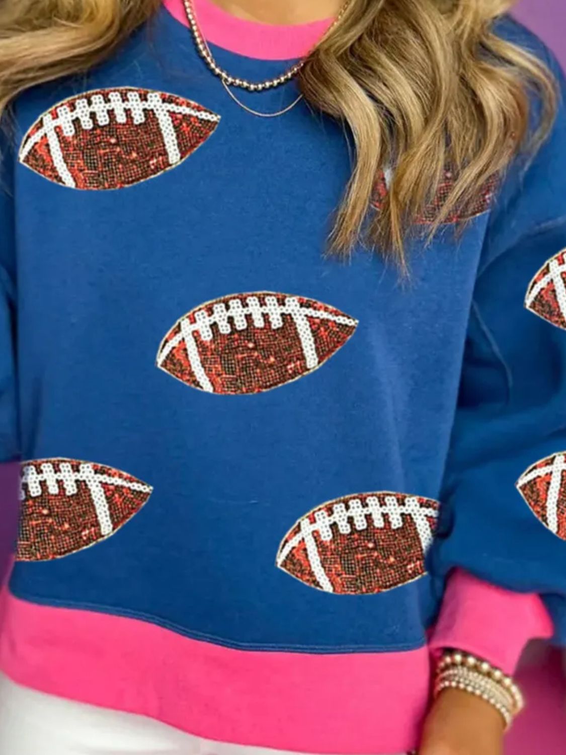 Contrast Football Long Sleeve Sweatshirt - Jaazi International