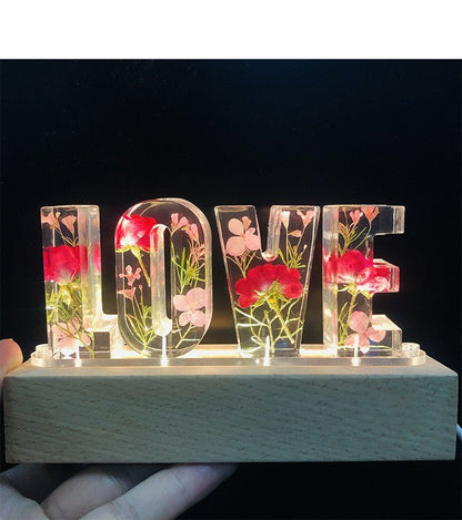 Creative Dried Flower Night Light LOVE Letter Table Lamp - Jaazi Intl