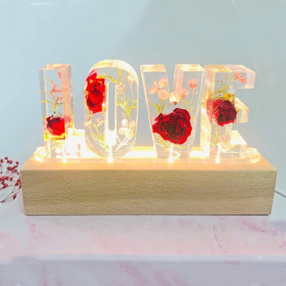 Creative Dried Flower Night Light LOVE Letter Table Lamp - Jaazi Intl