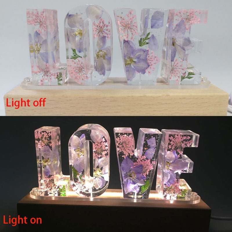 Creative Dried Flower Night Light LOVE Letter Table Lamp - Jaazi Intl