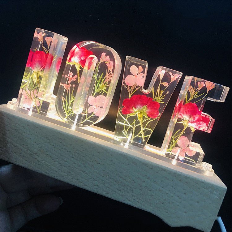 Creative Dried Flower Night Light LOVE Letter Table Lamp - Jaazi Intl