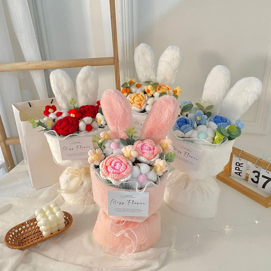 Creative Knitted Rabbit Ear Bouquet Doll - Jaazi Intl